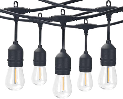 Outdoor Commercial Shatterproof LED String Light – 6 Bulbs, Plug-in, Weather-Resistant, Warm White, Energy-Efficient (12FT)