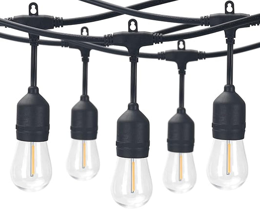 Outdoor Commercial Shatterproof LED String Light – 6 Bulbs, Plug-in, Weather-Resistant, Warm White, Energy-Efficient (24FT)