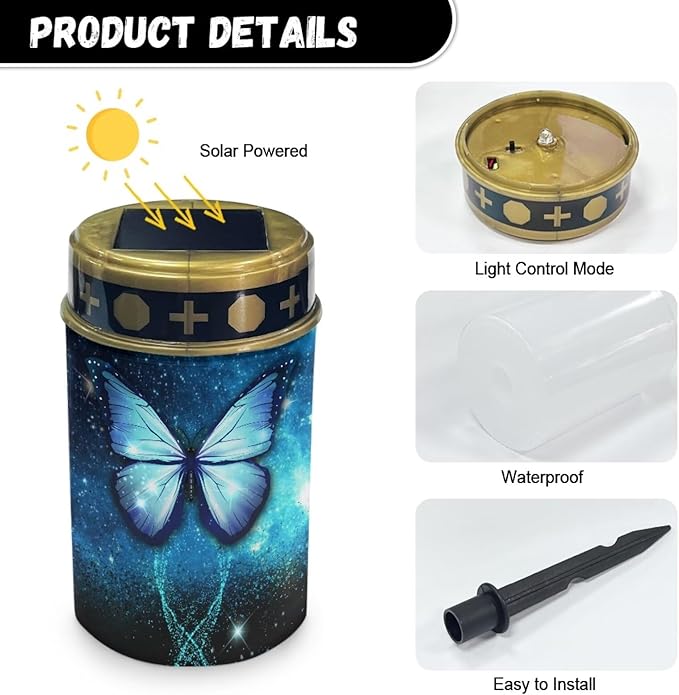Blue Butterfly Solar Garden Stake Lights Auto On/Off Solar Pathway Lights Landscape Decoration Lights for Birthday in Heaven Mother Day Fathers Day Memrial Day