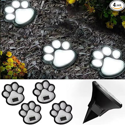 Solar Paw Print Lights, Cats and Dogs Animal Solar Lights, Outdoor Decorative Lights, Garden Lights Path Lights Walkway Lighting, Suitable for Terrace Yard Garden Path Lawn Yard 4 Pack (Style B)