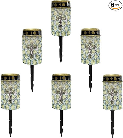 Cross Floral Solar Lights Outdoor,Solar Stake Lights Garden Lights,Waterproof Solar Lights for Outside Yard Patio Walkway Decoration Landscape Lighting Spotlight