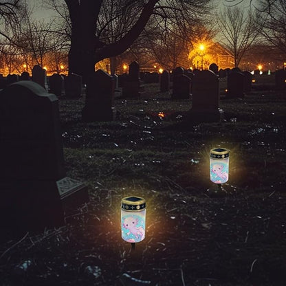 ZOUTAIRONG Solar Outdoor Lights, Solar Light for Cemetery Grave,6 Pack Outdoor Solar Lights for Yard, Solar Lights Outdoor Waterproof 6 Pack Solar Garden Lights for Patio, Yard, Rainbow Axolotl