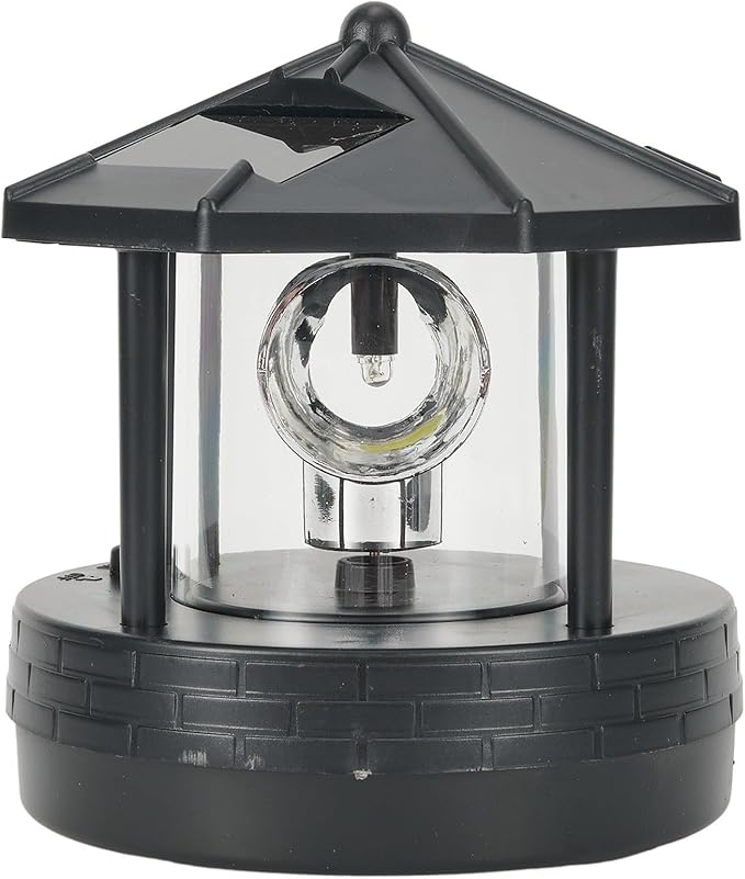 Solar Garden Powered Lighthouse,360 Degree Rotating Lamp, IP65 Solar Lights, Landscape Path Lights for Garden & Outdoor Decor(Black)