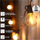 Festoon Outdoor String Lights Mains Powered 50FT G40 25+2 LED Replacement Bulbs, Garden Lights with Indoor & | Lumora
