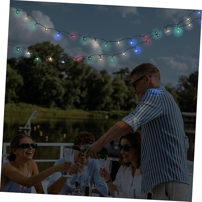 Solar Cherry Blossom String Lights LED Colorful Outdoor Decor Creative Flower Shape Solar String Lamp with Modes Energy-Saving Patio Lighting for Garden Fence Wedding Party