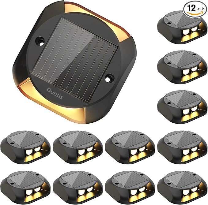 Quntis Solar Driveway Lights Outdoor Waterproof 12 Pack, LED Solar Deck Lights Dock Lighting, Dusk to Dawn Fast | Lumora