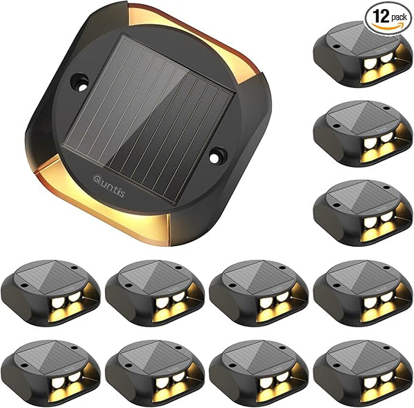 Quntis Solar Driveway Lights Outdoor Waterproof 12 Pack, LED Solar Deck Lights Dock Lighting, Dusk to Dawn Fast | Lumora