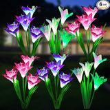 WdtPro Solar Lights Outdoor Garden Decorative 6 Pack, Waterproof Solar Garden Lights with 24 Lily Flowers, Color | Lumora