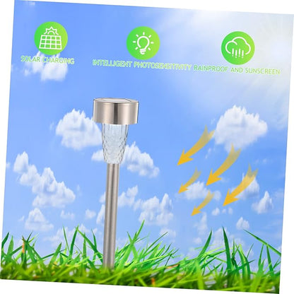 POPETPOP 12pcs Solar Garden Lights Outdoor Stake Lights Easy Install Decorative Pathway for Patio Walkway