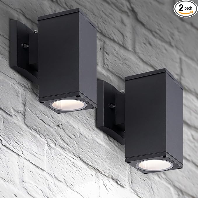 ASD 1 Light Square Dusk to Dawn Outdoor Wall Light Fixture | 60W E26 Bulb Socket 120V ETL Cylinder Up Down Lights | | Lumora