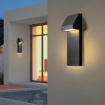 Modern LED Outdoor Wall Sconce Twins Integrated LED Outdoor Wall Mount,Anti Rust Textured Black Suit for Wet Locations and All Rooms,Easily Installed in Any Direction.Bulb Included.