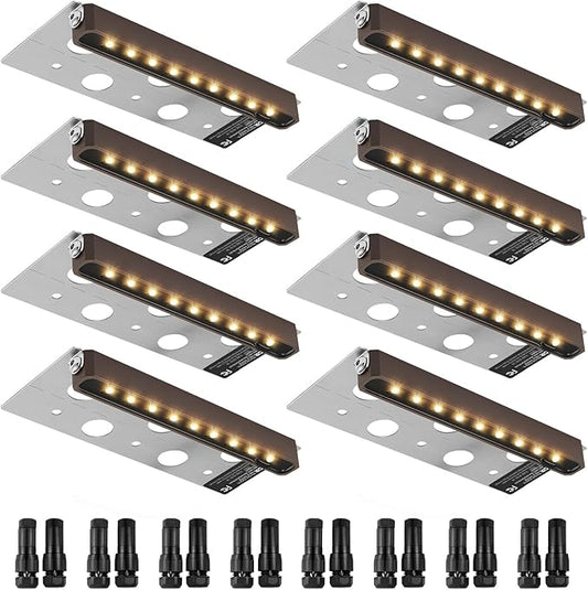 VEVOR LED Hardscape Lighting, 6.8 Inch Retaining Wall Lights, 3W 12V-24V AC/DC Low Voltage Paver Light, IP68 Waterproof Outdoor Step Lights, 3000K Swivel Hardscape with Connectors (8 Pack Soft White)