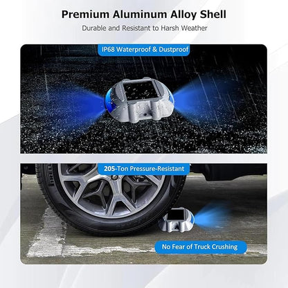 Solar Deck Lights LED Driveway Lights Solar Powered Dock Light Outdoor IP68 Waterproof Road Markers for Step Sidewalk Stair Boat Garden Ground Pathway Yard (Blue, 1 Pack)