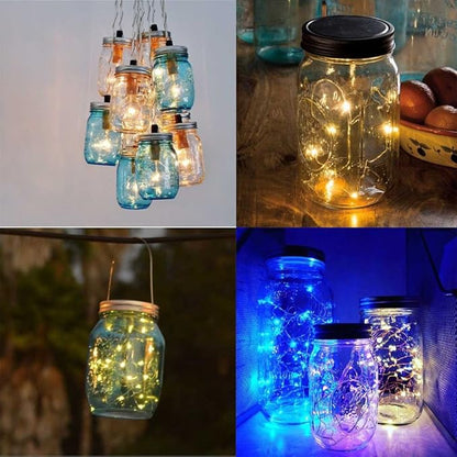 Miaro 6 Pack Mason Jar Lights, 10 LED Solar Warm White Fairy String Lights Lids Insert for Garden Deck Patio Party Wedding Christmas Decorative Lighting Fit for Regular Mouth Jars