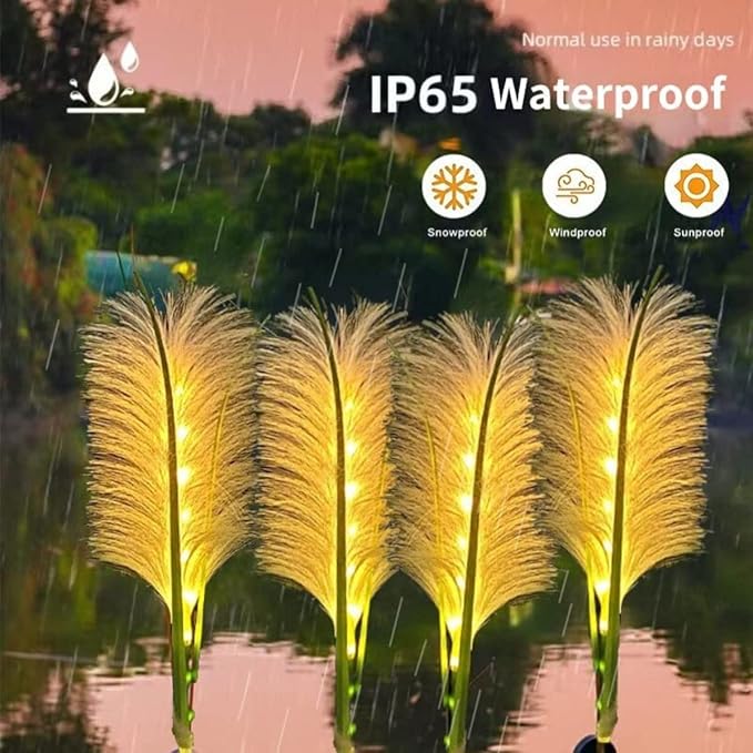 HUSSAIN Solar Garden Fairy Light, Reed Fiber Optic Light, Outdoor Solar Garden Lights Waterproof LED for Patio Yard | Lumora