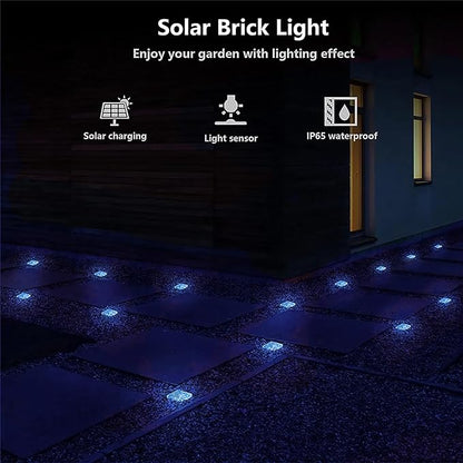 keeda Solar Brick Lights Waterproof Solar Path Ice Cube Lights Outdoor LED Decorative Ice Block Floor Tile Lights for Garden, Pathway, Patio, Walkway (Blue, Pack of 1)