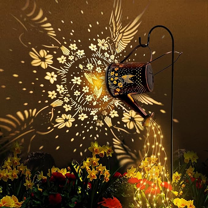 Solar Watering Can Outdoor Lights Garden Decor,Hummingbird Hanging Lantern Waterproof Landscape Lights Outside | Lumora