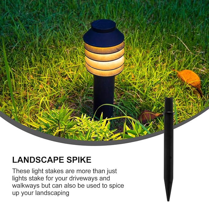 Veemoon 5pcs Solar Power Lawn Lamp Ground Plugs Landscape Spike Lights Black Plastic Garden Stakes for Walkways Driveways Outdoor Decoration