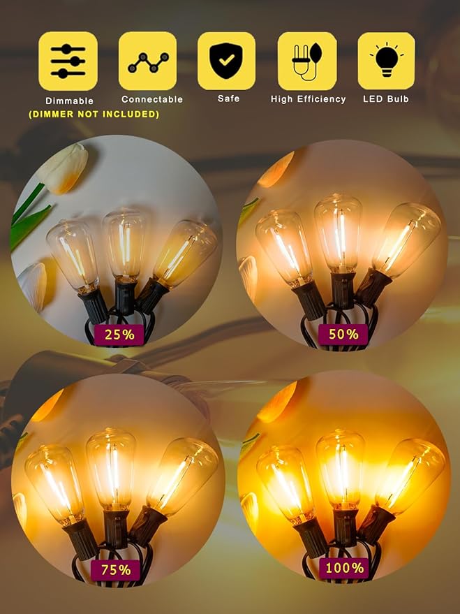 DAMAING Outdoor String Lights Weatherproof 400FT shatterproof connectable Patio Lights for Outside 4 Pack x 100FT | Lumora
