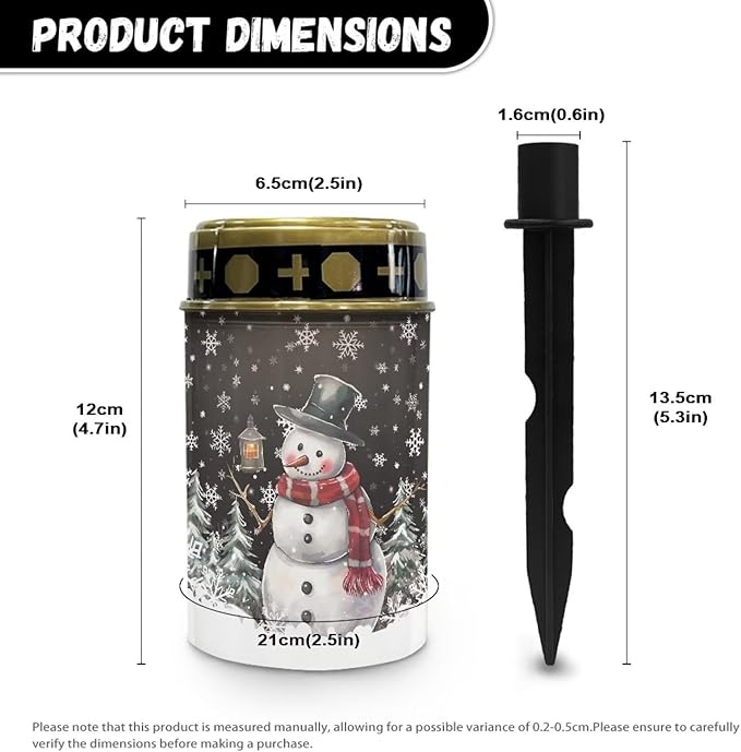Snowman Snowflake 2 Pcs Garden Solar Lights Outdoor Waterproof Landscape Path Lights LED Read Light Solar Powered Outside Merry Christmas Solar Lights for Pathway Yard