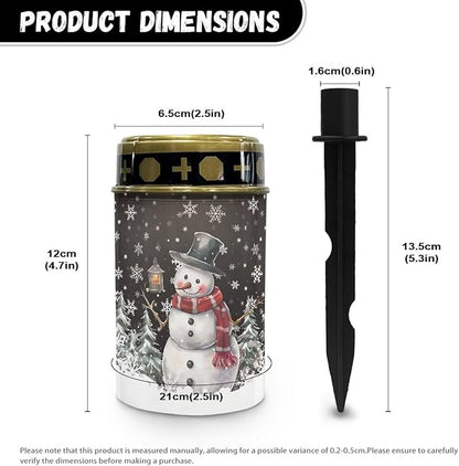 Snowman Snowflake 2 Pcs Garden Solar Lights Outdoor Waterproof Landscape Path Lights LED Read Light Solar Powered Outside Merry Christmas Solar Lights for Pathway Yard