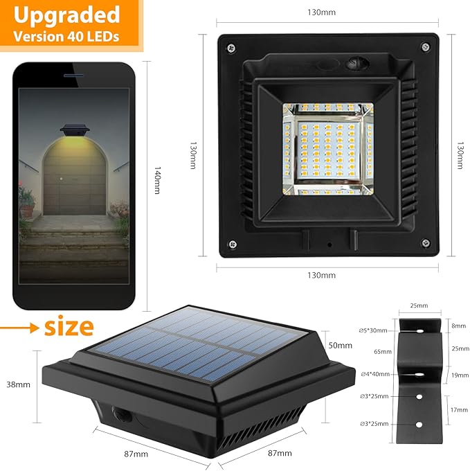 UniqueFire 40LED Outdoor Solar Lights Solar-Powered LED Garden Wall Lamp Plastic Solar Light Waterproof for | Lumora