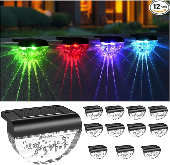 12 Pack Solar Deck Lights Outdoor, Solar Step Lights Waterproof for Outside, Yard, Patio, Garden, Pool, Railing | Lumora