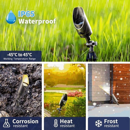 Gardenreet Brass Landscape Lighting - Low Voltage Spotlights Outdoor, 12V LED Wired Uplights, Waterproof Spot Lights, Bronze for Outside Trees Without MR16 Bulb (4 Pack)