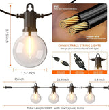 Kawaya Outdoor String Lights 100 FT LED Patio Light with 50+2 Shatterproof Edison Globe Bulbs - IP65 Waterproof | Lumora