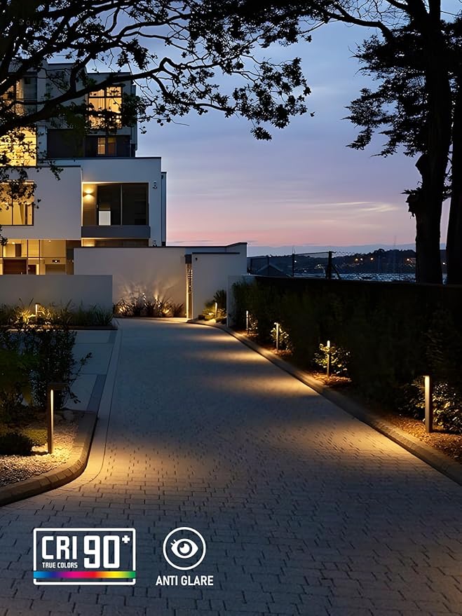LEONLITE 5CCT LED Low Voltage Landscape Pathway Light, 1800K/2700K/3000K/4000K/5000K Waterproof Sidewalk Lights Wired, CRI90 ETL Listed Aluminum Housing, 5W 16.2IN Oil Rubbed Bronze, Pack of 6