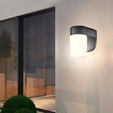 6106700 One-Light Dimmable LED Outdoor Wall Fixture with Dusk to Dawn Sensor, Black Finish with Frosted Opal Glass | Lumora
