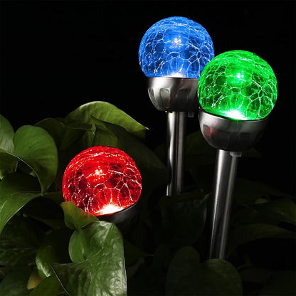 BBTO 12 Pcs Solar Lights Garden Decorations, Cracked Glass Ball LED 7 Color Changing Solar Outdoor Lights Decorative for Yard Patio Landscape Pathway Decor