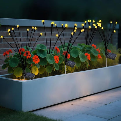 Firefly Solar Garden Lights, 10 LED Crystal Ball Sway by Wind, Outdoor Fairy Lights for Yard Patio Flower Bed Pathway Wedding Halloween Christmas Holiday Decoration (Warm, 2)