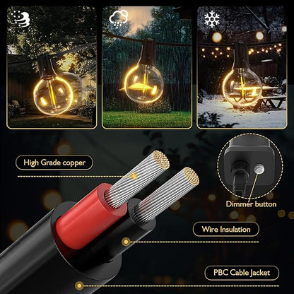 Outdoor String Lights 40ft LED Hanging Globe Patio Lights with G40 Shatterproof Bulbs(14+1 Bulbs), Waterproof Connectable Hanging Light for Indoor Outdoor Decor Garden Camping Backyard Porch