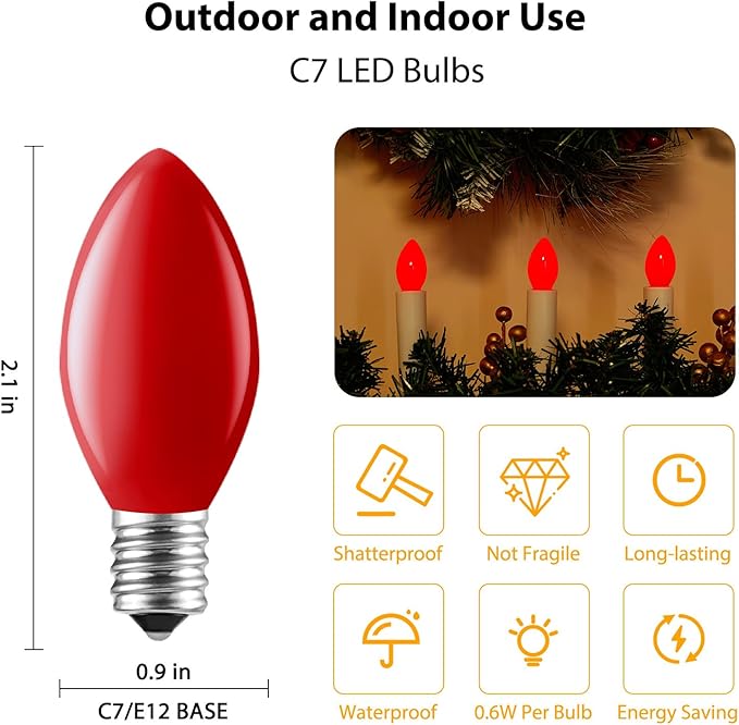 Minetom C7 Christmas Replacement Light Bulbs 50 Pack, C7 Bulbs Clear Incandescent Bulb for Christmas String Light | Lumora