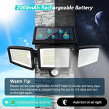Tuffenough Solar Outdoor Lights 2500LM 210 LED Security Lights with Remote Control,3 Heads Motion Sensor Lights | Lumora
