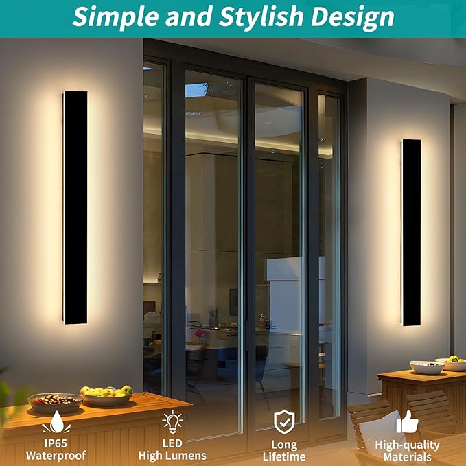 Mikeru 31.4inch Outdoor Wall Light Fixtures, 3000k/4500k/6000k Three Colors Switchable Exterior Wall Sconces | Lumora