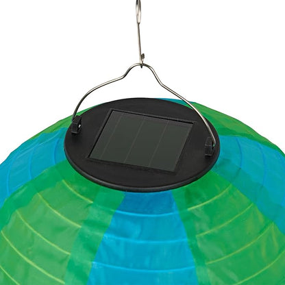 Alpine Corporation QLP1566SLR-YLBL Solar-Powered Cloth Hot Air Balloon with Flame LED Lights, LED Solar Décor, 13" H, Yellow