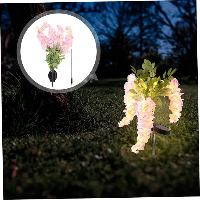 Mikikit Solar Pathway Light Led Solar Garden Landscape Lamp Wisteria Design for Outdoor Decoration Courtyards and Gardens