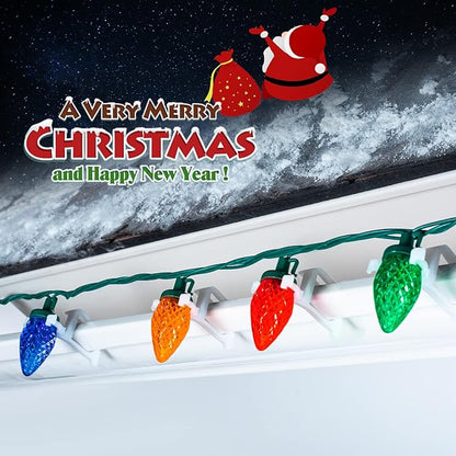 C9 LED Christmas Lights Outdoor, 68 Ft 100 LED String With All in One Clips, Commercial Grade Extendable Waterproof for House Outside Roofline Xmas Decor, Multicolor