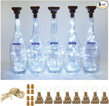 Square 8 Pack Solar Powered Wine Bottle Lights, 20 LED Waterproof Copper Cork Lights for Wedding, Christmas | Lumora
