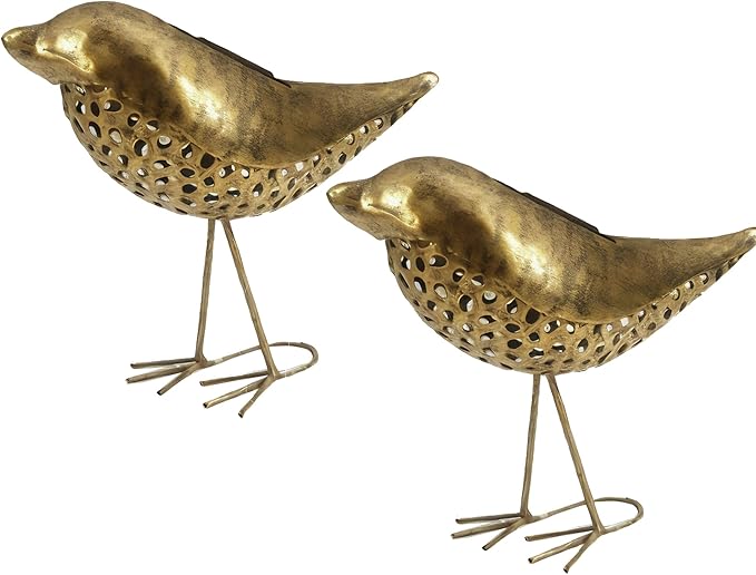 Solar Garden Bird Lights, 2-Pack Metal Decorative Figurines, Outdoor Path Lighting for Yard and Patio
