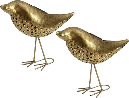 Solar Garden Bird Lights, 2-Pack Metal Decorative Figurines, Outdoor Path Lighting for Yard and Patio