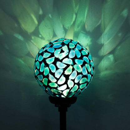 VCUTEKA Solar Lights Outdoor Decorative - Mosaic Solar Garden Light Waterpoof LED Pathway Stake Light for Landscape Lawn Patio Yard Decoration, Blue 1 Pack