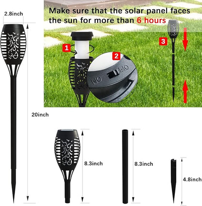 Solar Lights Outdoor Halloween Decorations, Upgraded 4 Pack Purple Solar Torch Lights with Flickering Flame, Waterproof Halloween Lights Outdoor, Tiki Torches for Outside Patio Pathway Decor