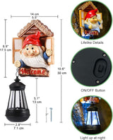 Gnome Tree Hugger with Solar Lantern - 10.6 Inch Resin Gnome Statue for Outdoor Garden Decor, Ideal Gnome Gifts and | Lumora
