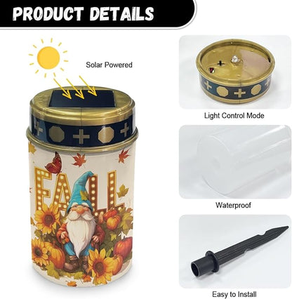 Fall Dwarf Solar Garden Lights Outdoor Thanksgiving Solar Walkway Lights,Pathway Lights Set of 2 Thanksgiving Solar Powered Fairy Lights for Home Path Kitchen