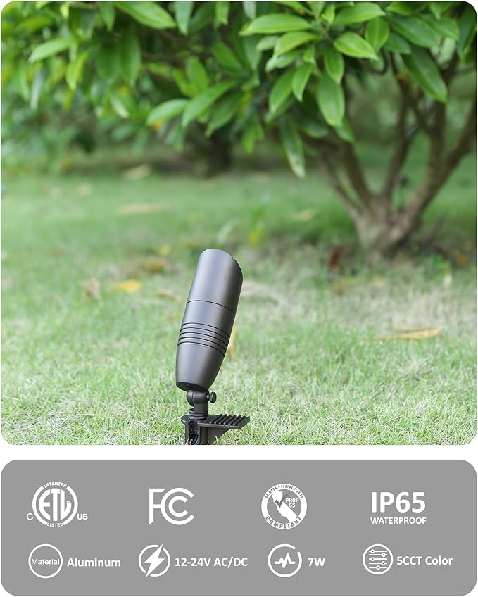 Low Voltage Landscape Spotlights, 12V 5CCT Tree Spotlights, 7W LED Spotlights Outdoor with Connectors, IP65 | Lumora