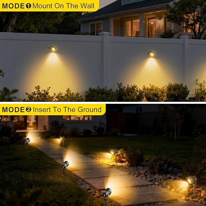 Landscape Spot Lights Outdoor, Dusk to Dawn Outdoor Lighting with IP65 Waterproof, 3000K Warm White LED Spotlight for Yard Garden Pathway, 4 Pack