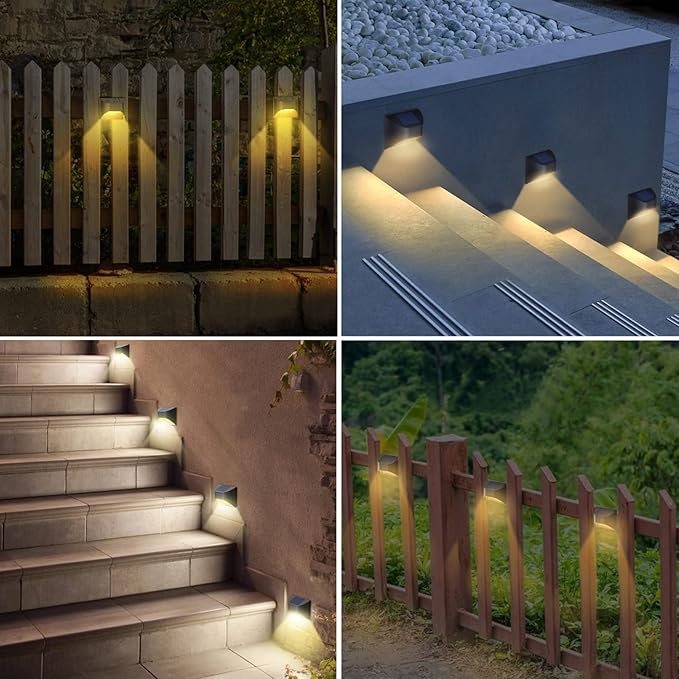 Solar Fence Lights -Deck & Step & Stair Lights - Warm White/Daylight/Cool White Options for Yard Garden Deck Stair Step Fences,Waterproof（2-Pack）